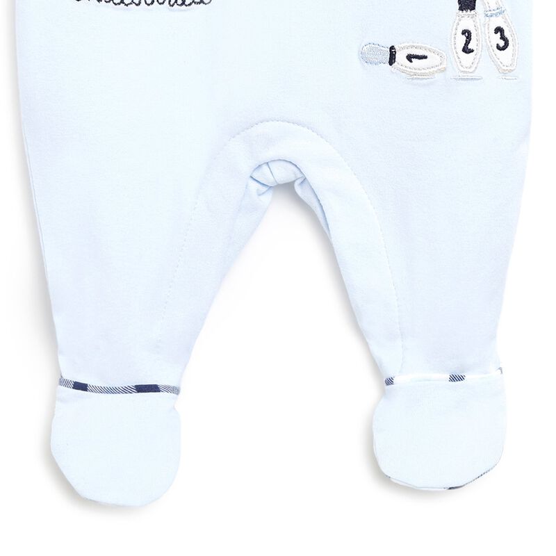Boys Light Blue Printed Leg Opening Babysuit image number null